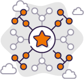 Illustration eines Netzwerks mit Stern im Zentrum