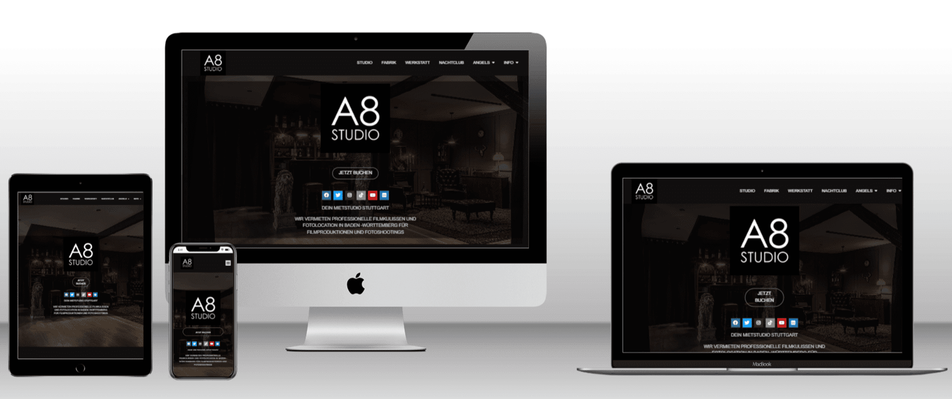 Webdesign-Vorstellung auf verschiedenen Geräten.