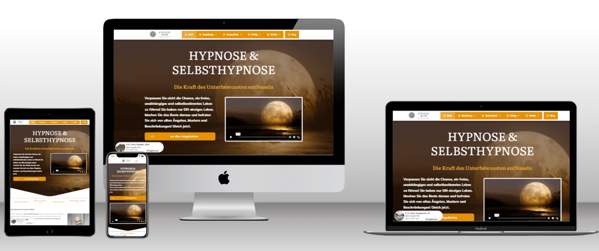 Cross-Plattform-Darstellung einer Hypnose-Website