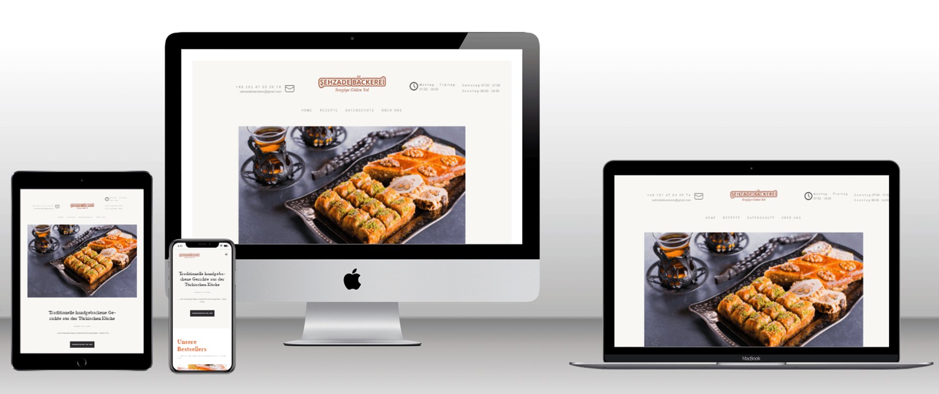 Responsive Design Webseite Bäckerei auf Geräten