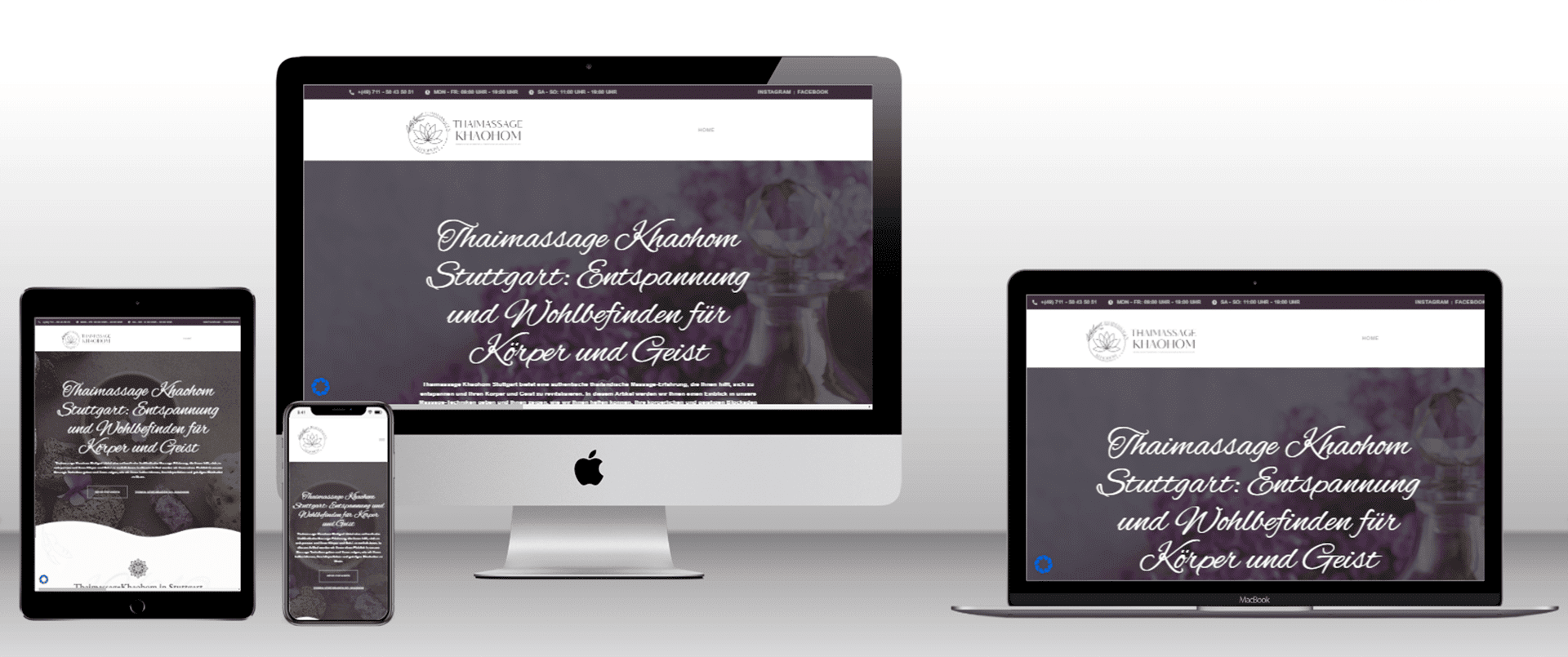 Responsive Design für Thaimassage-Webseite auf verschiedenen Geräten.