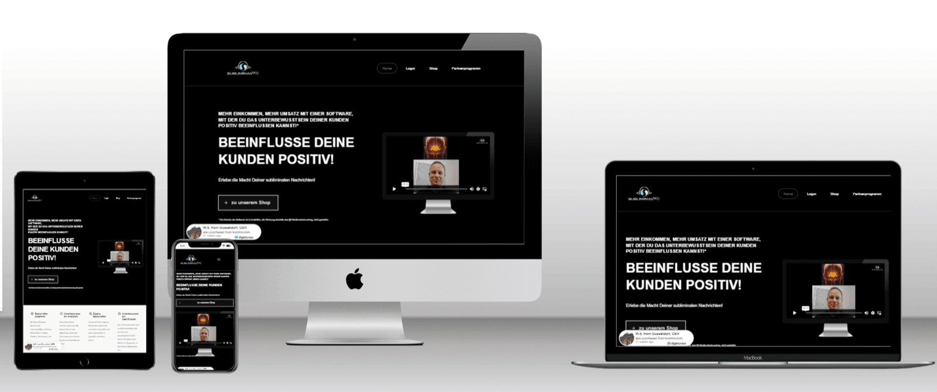 Responsive Website auf verschiedenen Geräten dargestellt