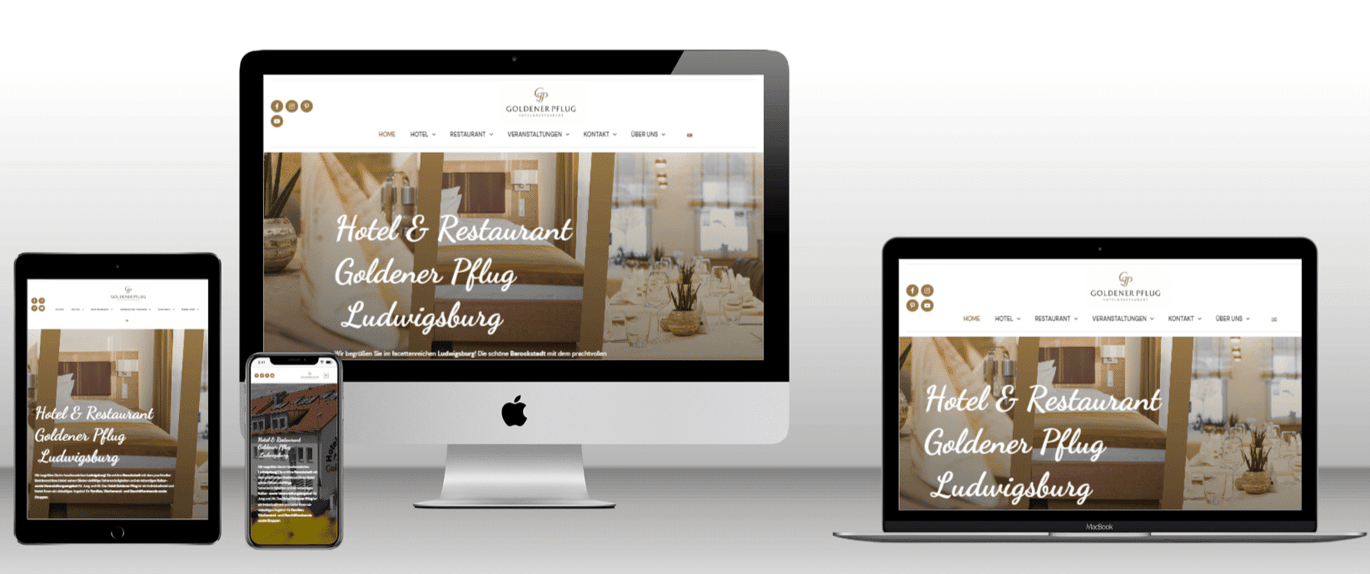 Responsive Webdesign für Hotel-Website auf Geräten.