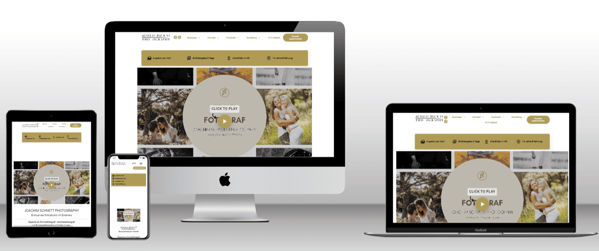 Webdesign-Mockup auf Geräten(Display)