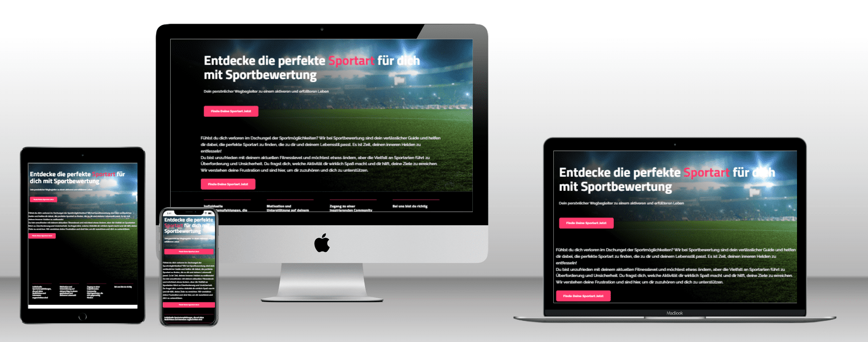 Responsives Webdesign verschiedener Geräte und Bildschirme.