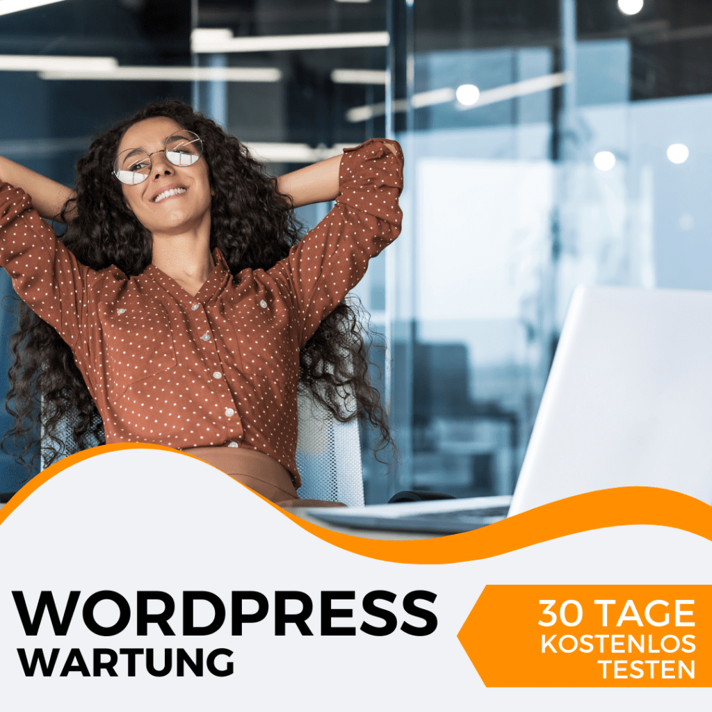 Entspannte Frau nach WordPress-Wartung.
